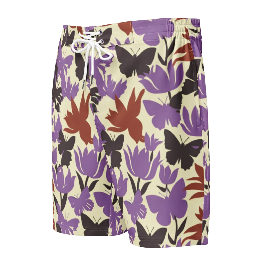 Violet Mariposa on Men's Board Shorts — Front