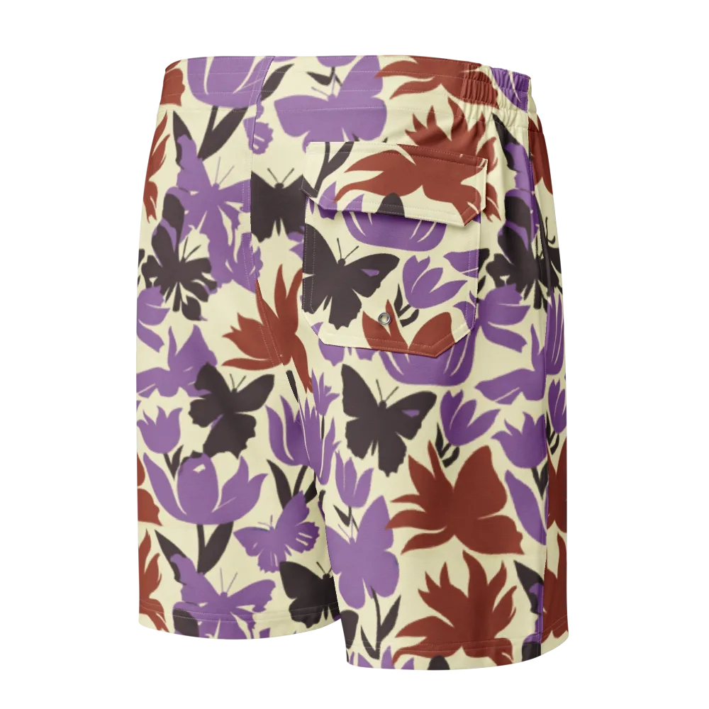 Violet Mariposa on Men's Board Shorts — Back
