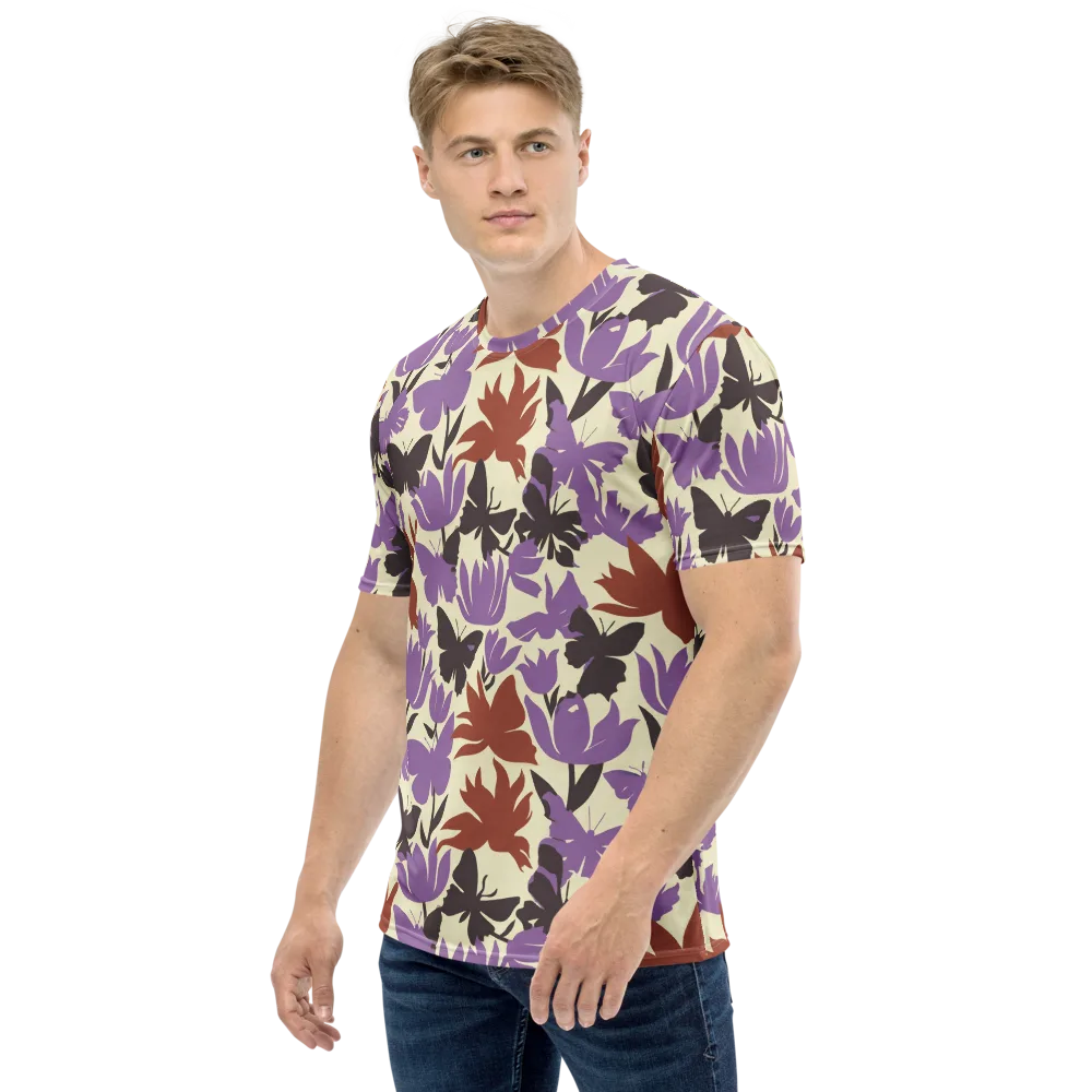 Violet Mariposa on Men's Crew Neck T-Shirt — Left