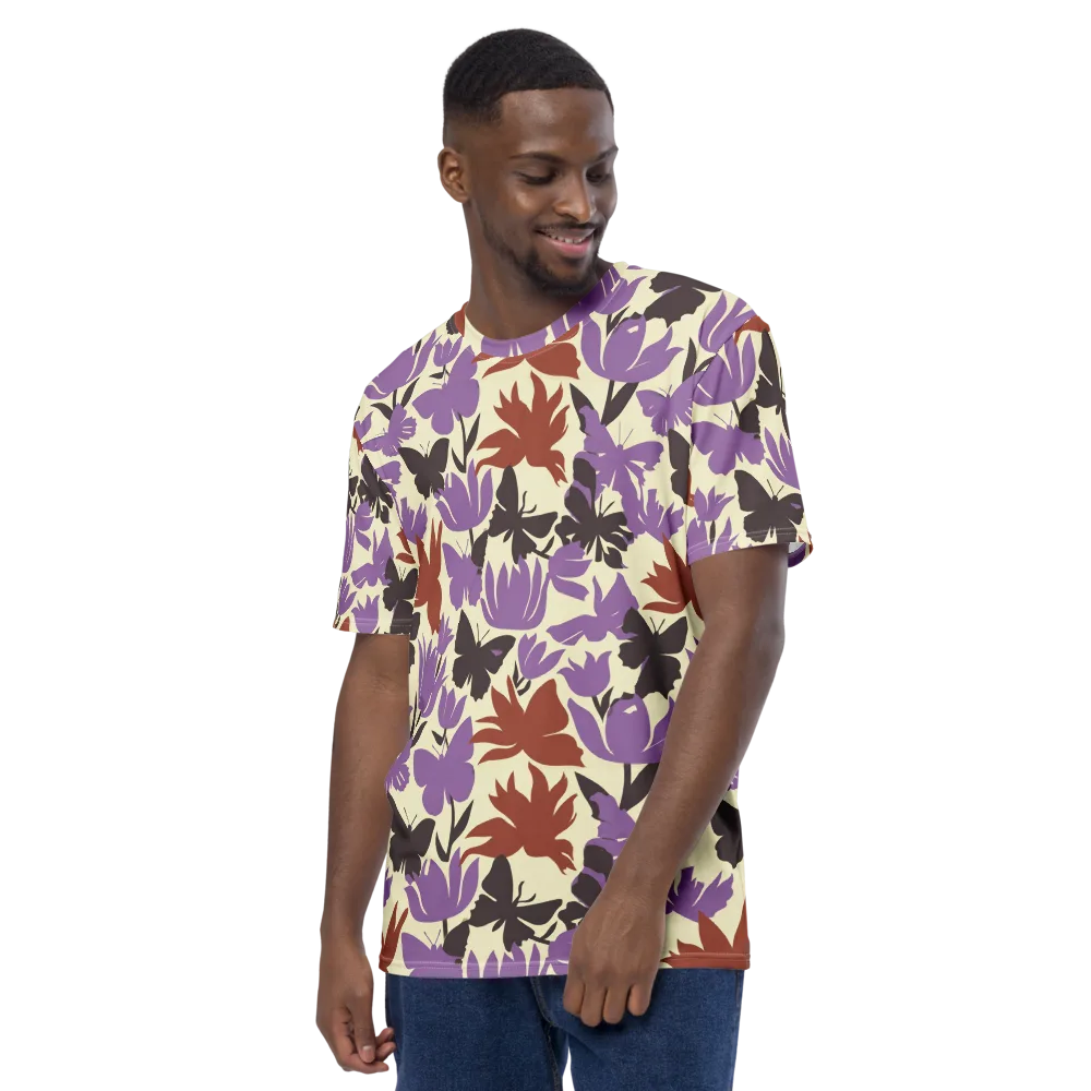 Violet Mariposa on Men's Crew Neck T-Shirt — Left