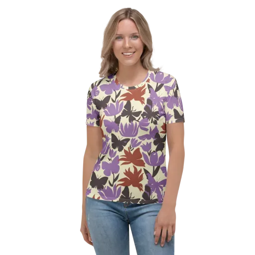 Violet Mariposa on a Women's Crew Neck T-Shirt