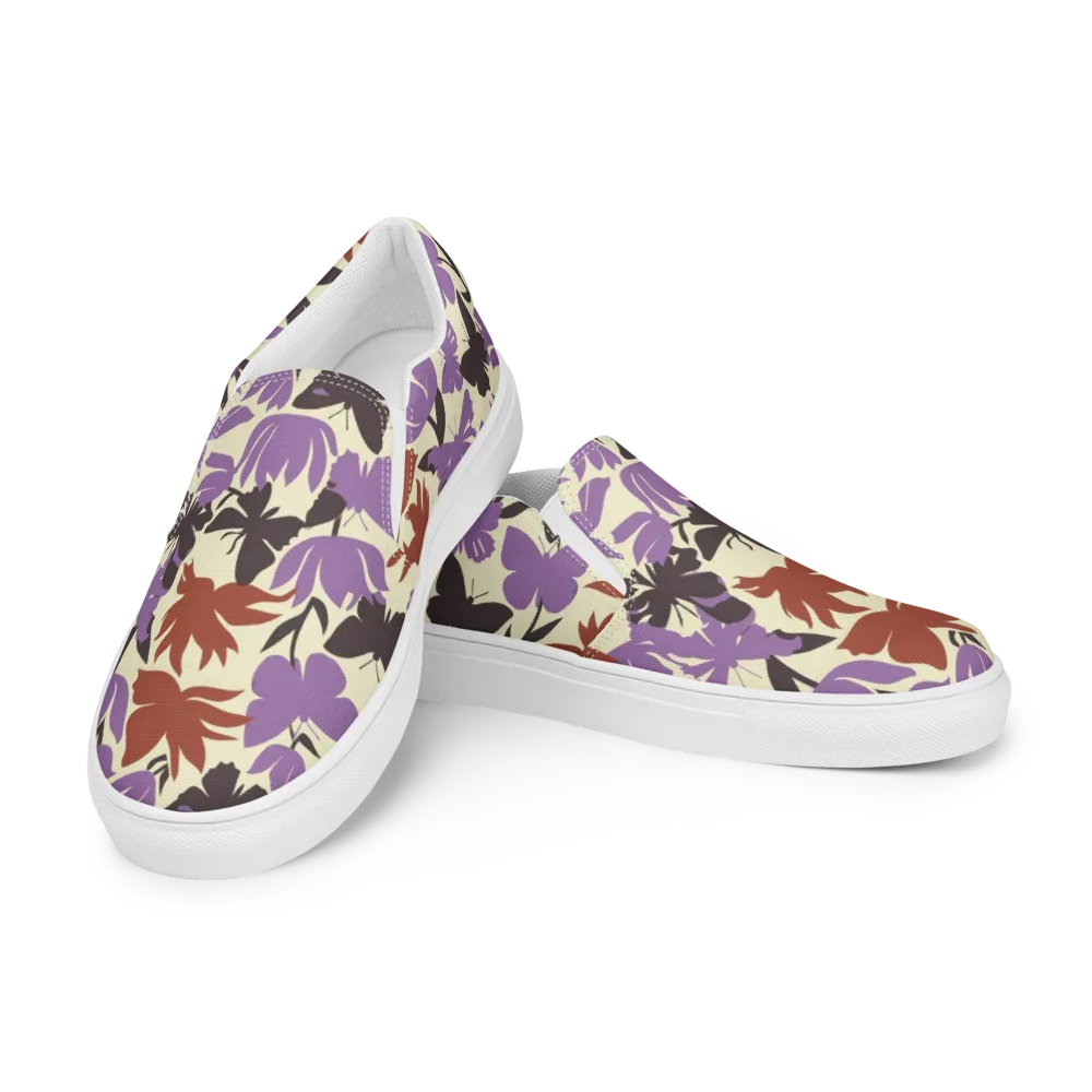 Violet Mariposa on Men's Slip-On Canvas Shoes — Left Front