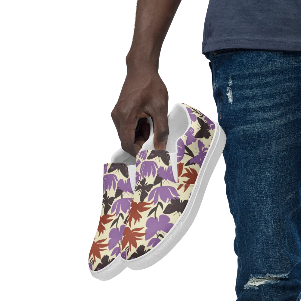 Violet Mariposa on Men's Slip-On Canvas Shoes — Left Front