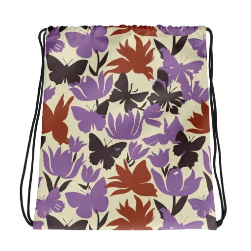 Violet Mariposa on a Drawstring Bag