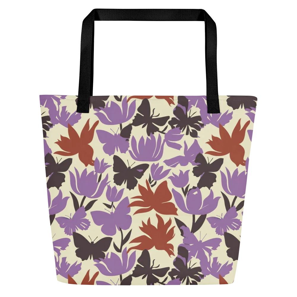 Violet Mariposa on Large Tote Bag W/ Pocket — Front