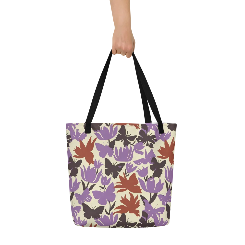 Violet Mariposa on Large Tote Bag W/ Pocket — Front