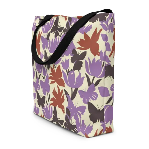Violet Mariposa on a Large Tote Bag W/ Pocket