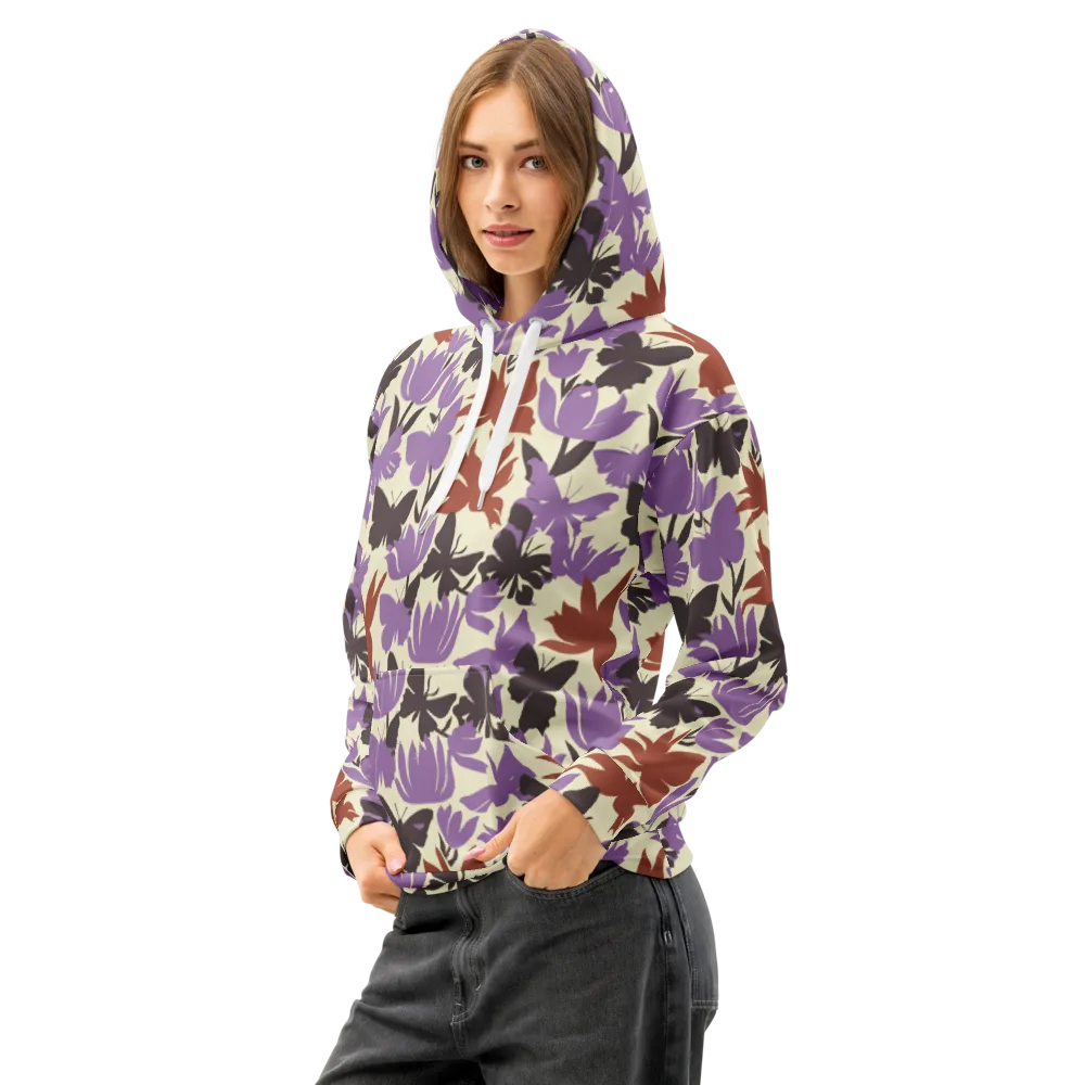 Violet Mariposa on Cotton Hoodie — Left Front
