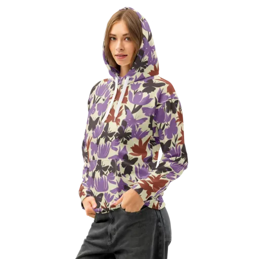 Violet Mariposa on a Cotton Hoodie