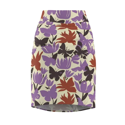 Violet Mariposa on a Pencil Skirt