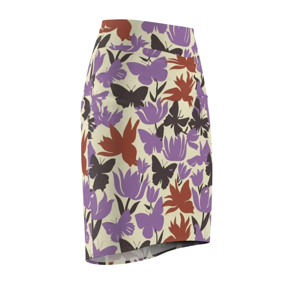Violet Mariposa on Pencil Skirt — Front Side