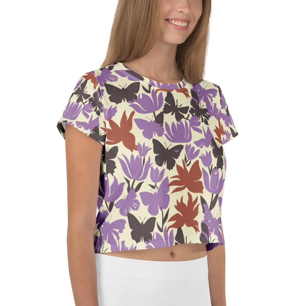 Violet Mariposa on Crop Tee — Right