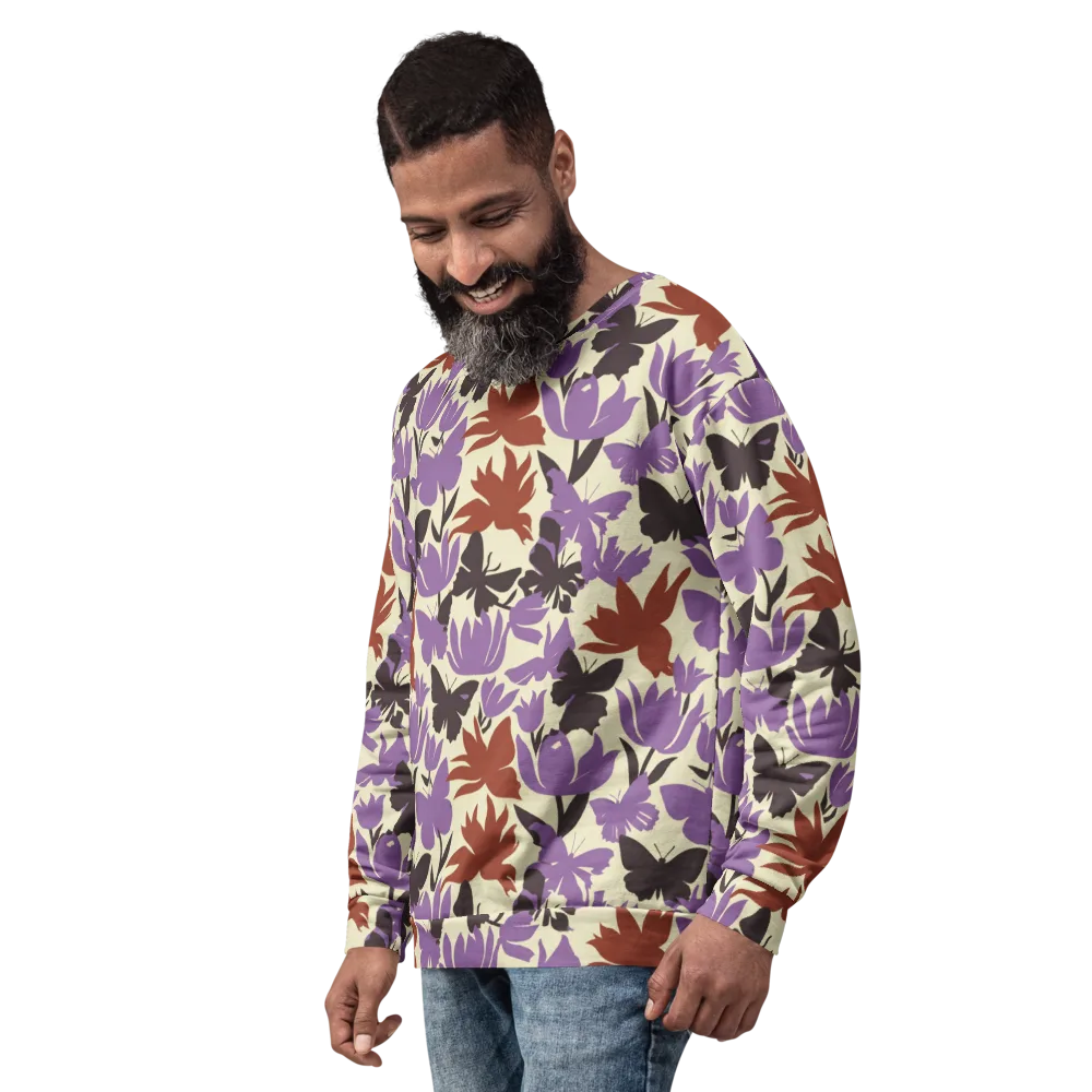Violet Mariposa on Sweatshirt — Left Front