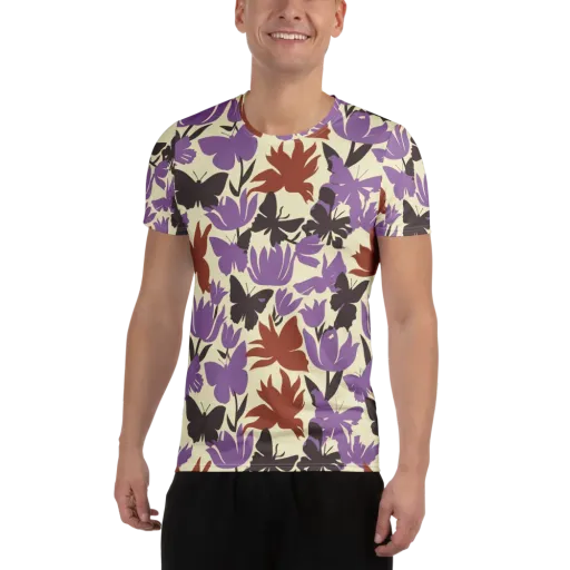 Violet Mariposa on a Men's Athletic T-Shirt