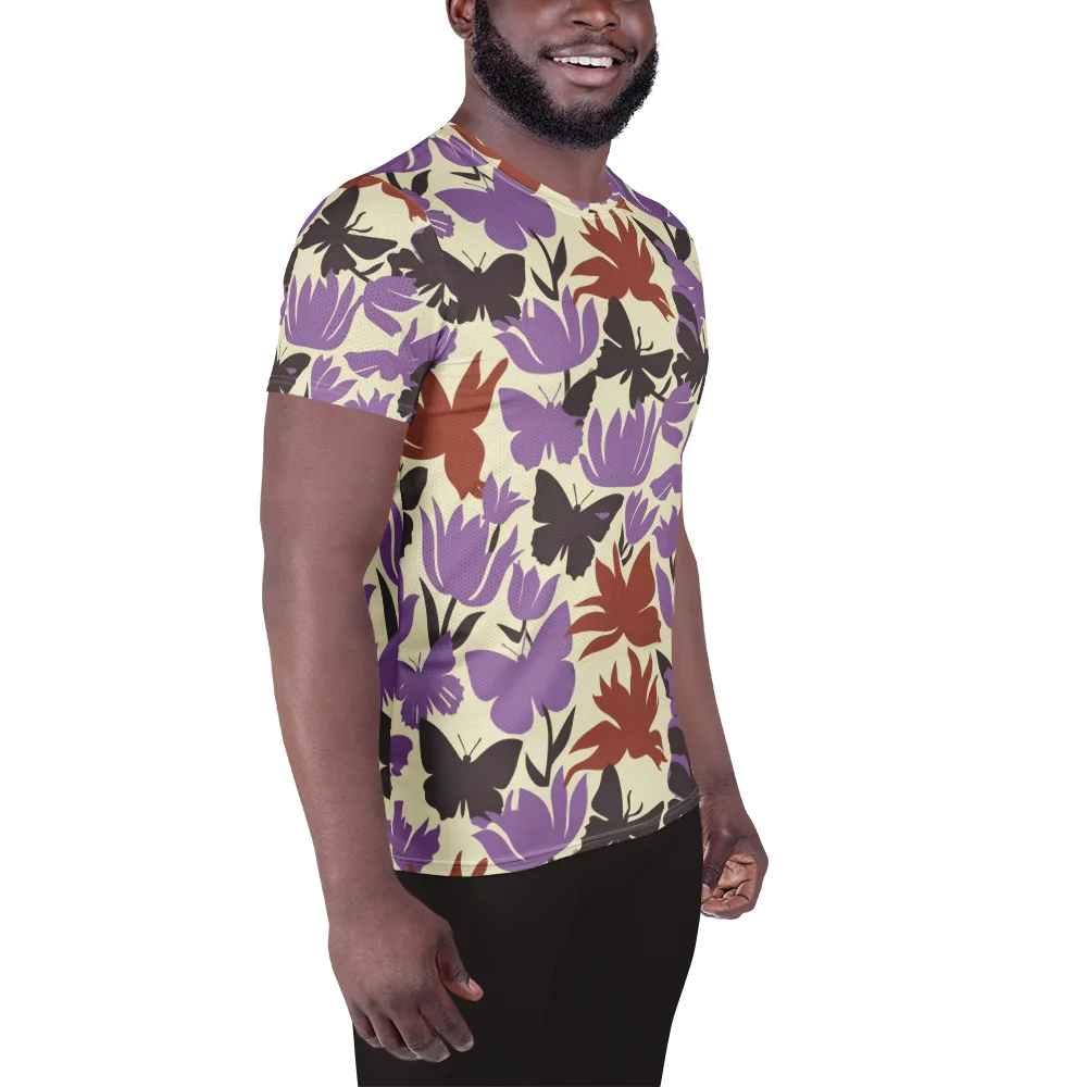 Violet Mariposa on Men's Athletic T-Shirt — Right