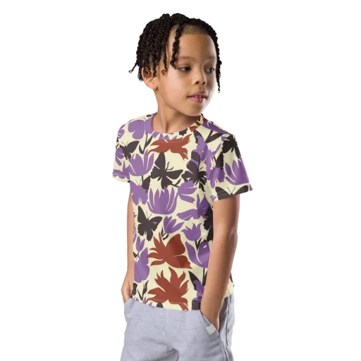 Violet Mariposa on a Kids Crew Neck T-Shirt