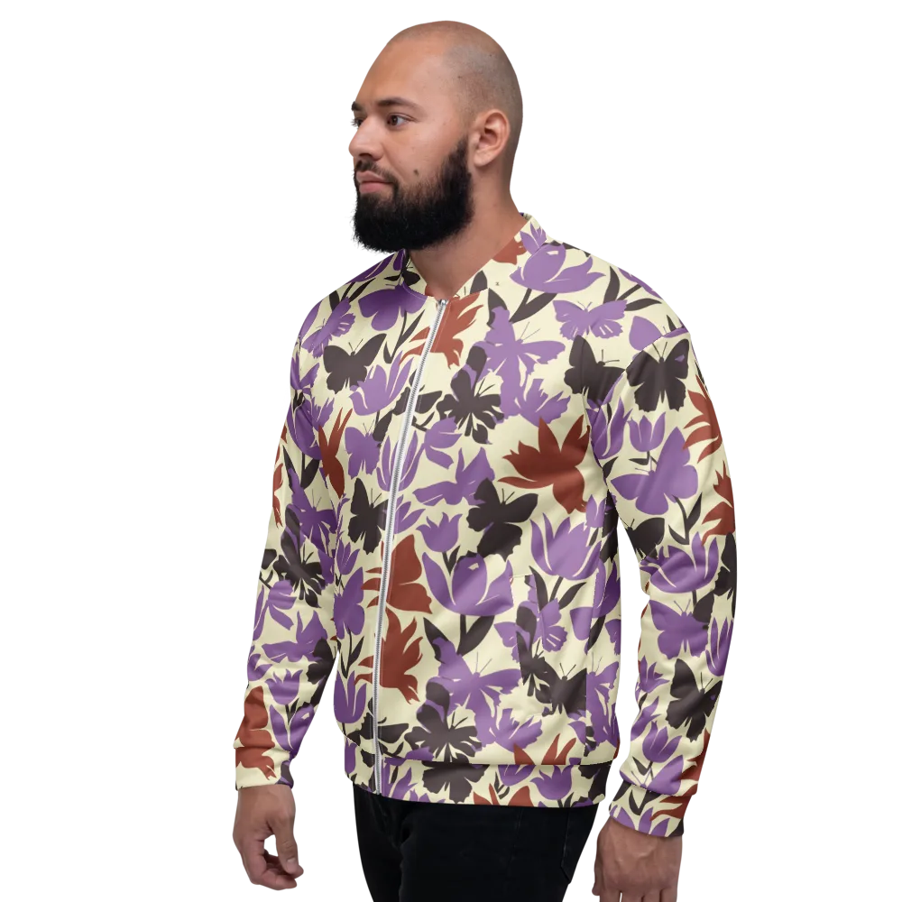 Violet Mariposa on Bomber Jacket — Left