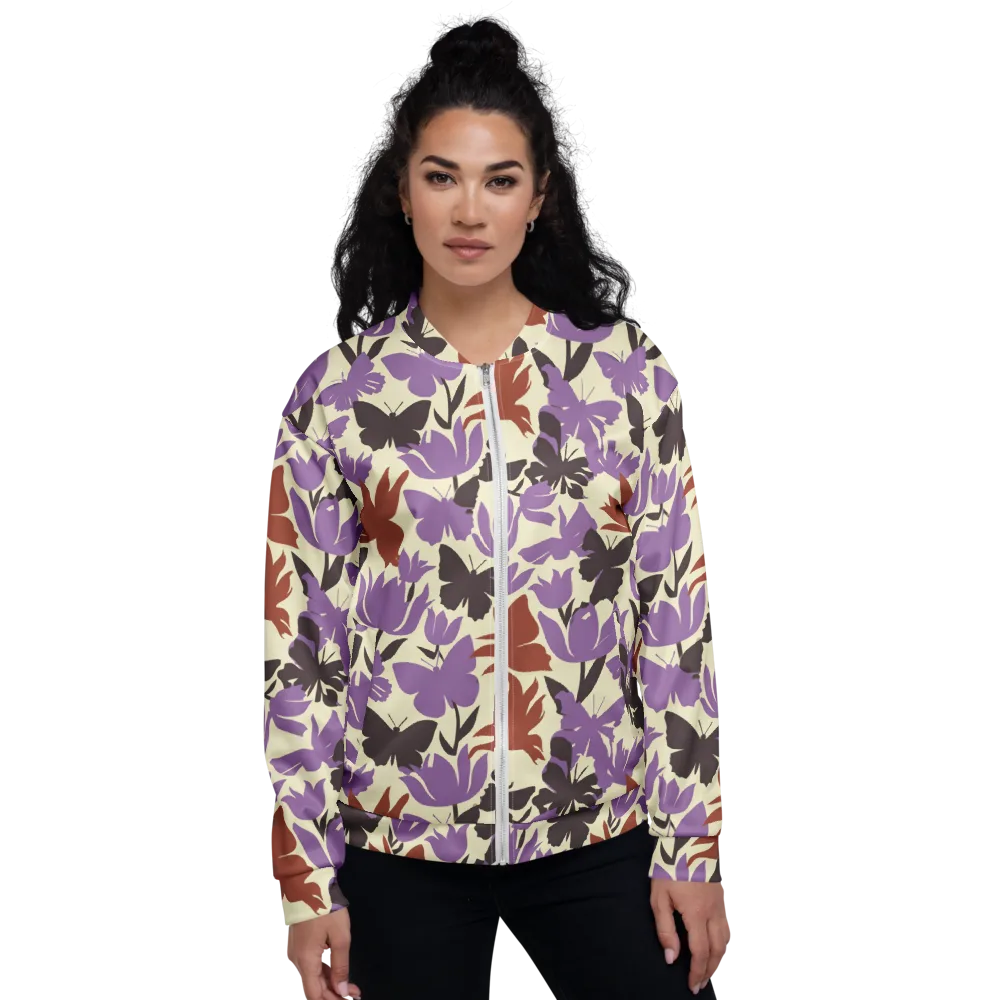 Violet Mariposa on Bomber Jacket — Front