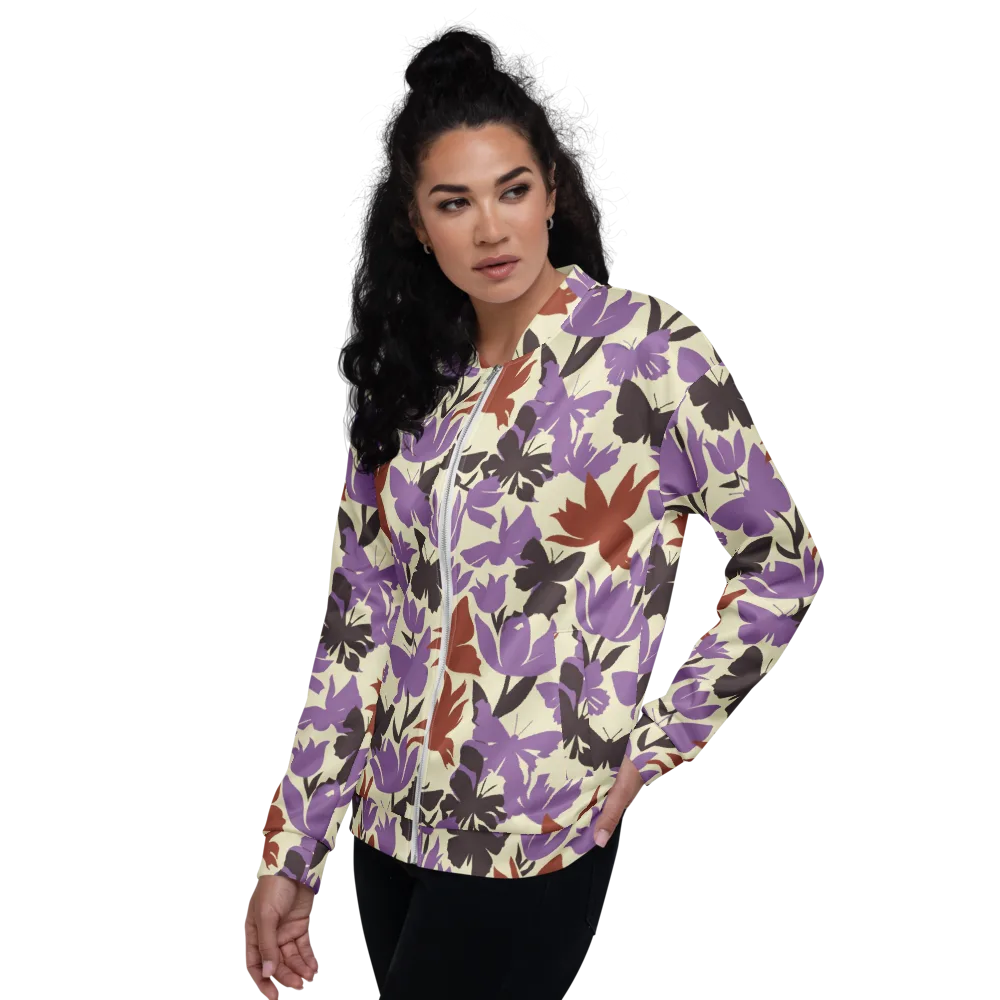 Violet Mariposa on Bomber Jacket — Left