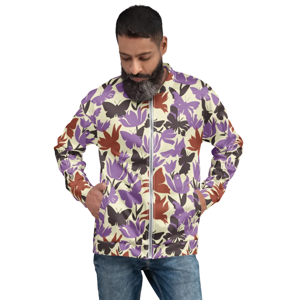 Violet Mariposa Bomber Jacket on model