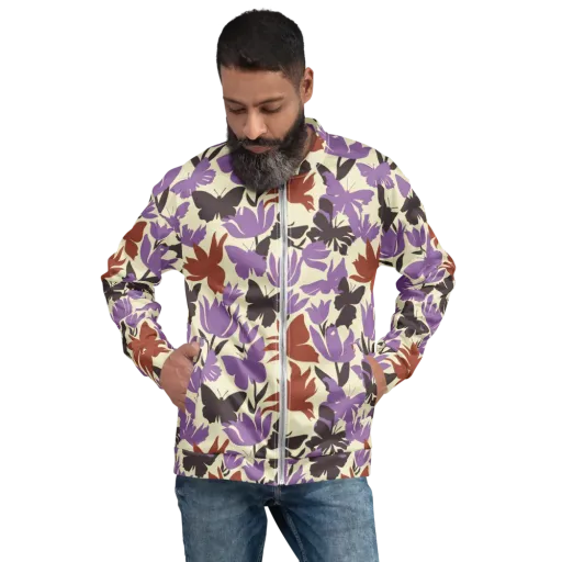 Violet Mariposa on a Bomber Jacket
