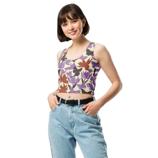 Violet Mariposa on a Crop Top