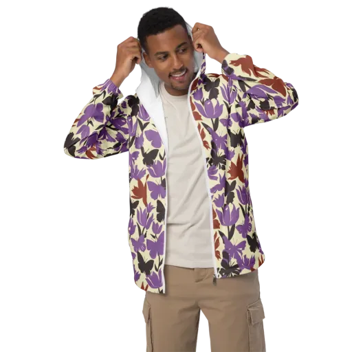 Violet Mariposa on a Men's Windbreaker