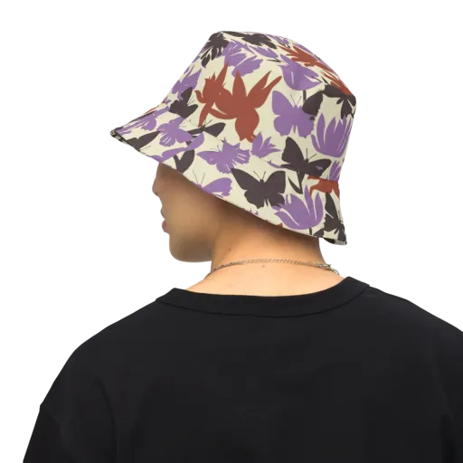 Violet Mariposa on a Reversible Bucket Hat