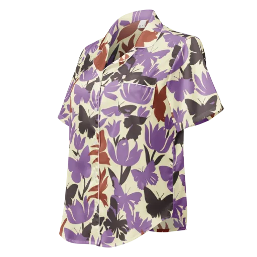 Violet Mariposa on a Women's Short Sleeve Pajama Top