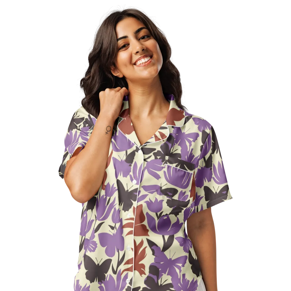 Violet Mariposa on Women's Short Sleeve Pajama Top — Front