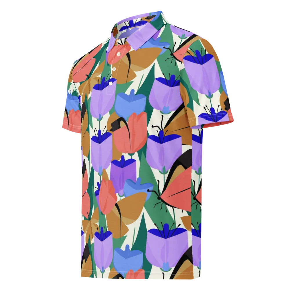 Butterfly Conservatory on Men's Slim Fit Polo Shirt — Left Front