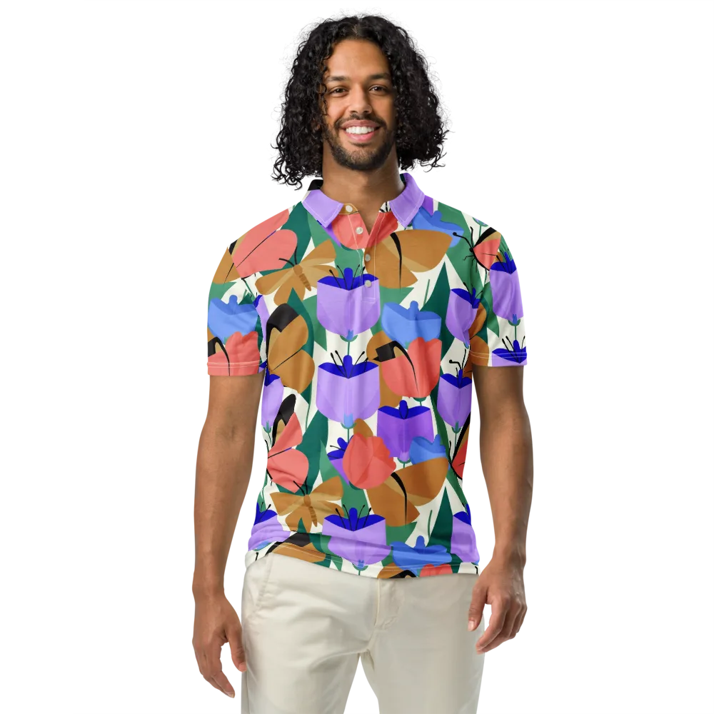 Butterfly Conservatory on Men's Slim Fit Polo Shirt — Front