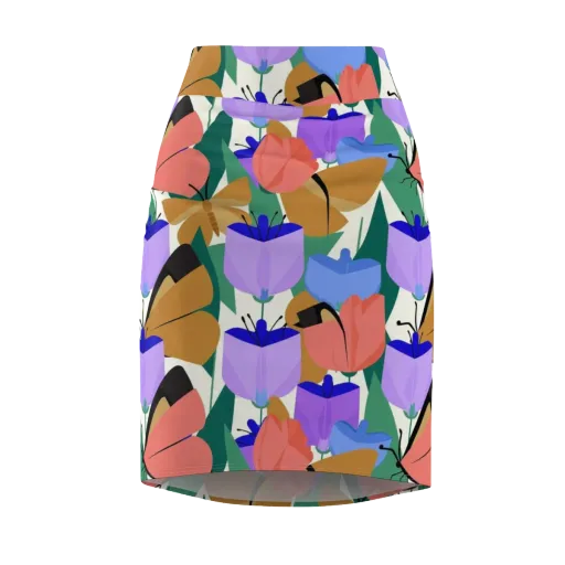 Butterfly Conservatory on a Pencil Skirt