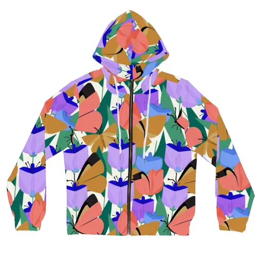 Butterfly Conservatory on a Women's Full-Zip Hoodie
