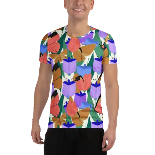 Butterfly Conservatory on a Men's Athletic T-Shirt