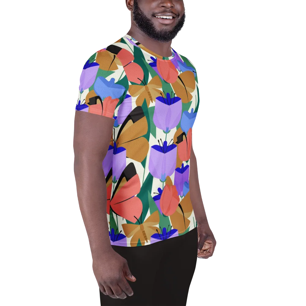 Butterfly Conservatory on Men's Athletic T-Shirt — Right