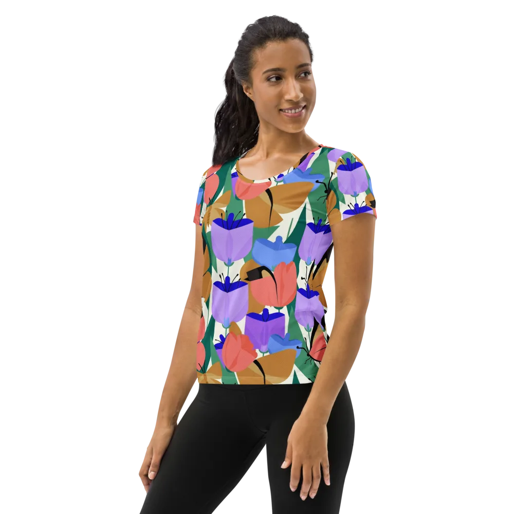 Butterfly Conservatory on Women's Athletic T-Shirt — Left