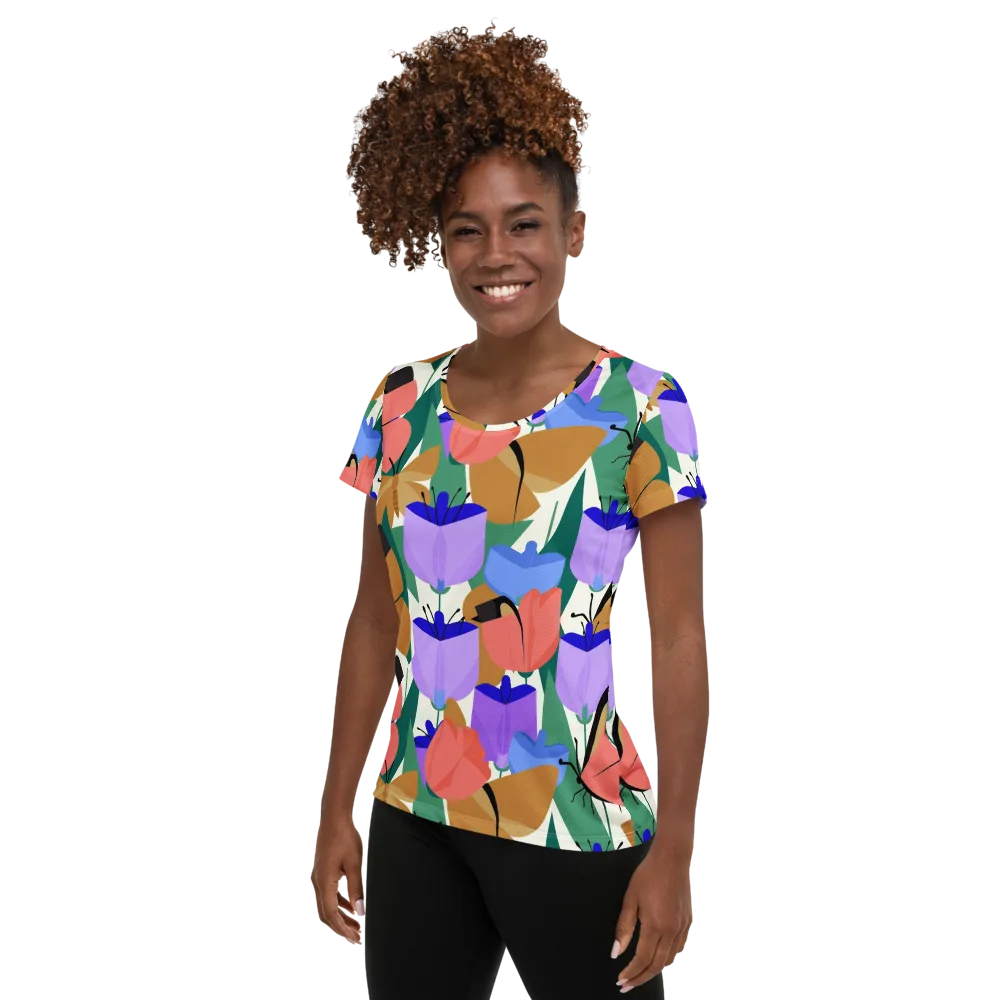 Butterfly Conservatory on Women's Athletic T-Shirt — Left