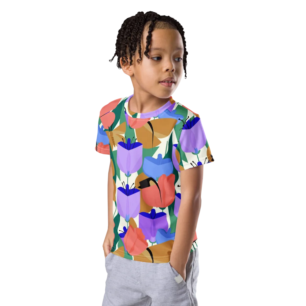 Butterfly Conservatory on Kids Crew Neck T-Shirt — Left Front