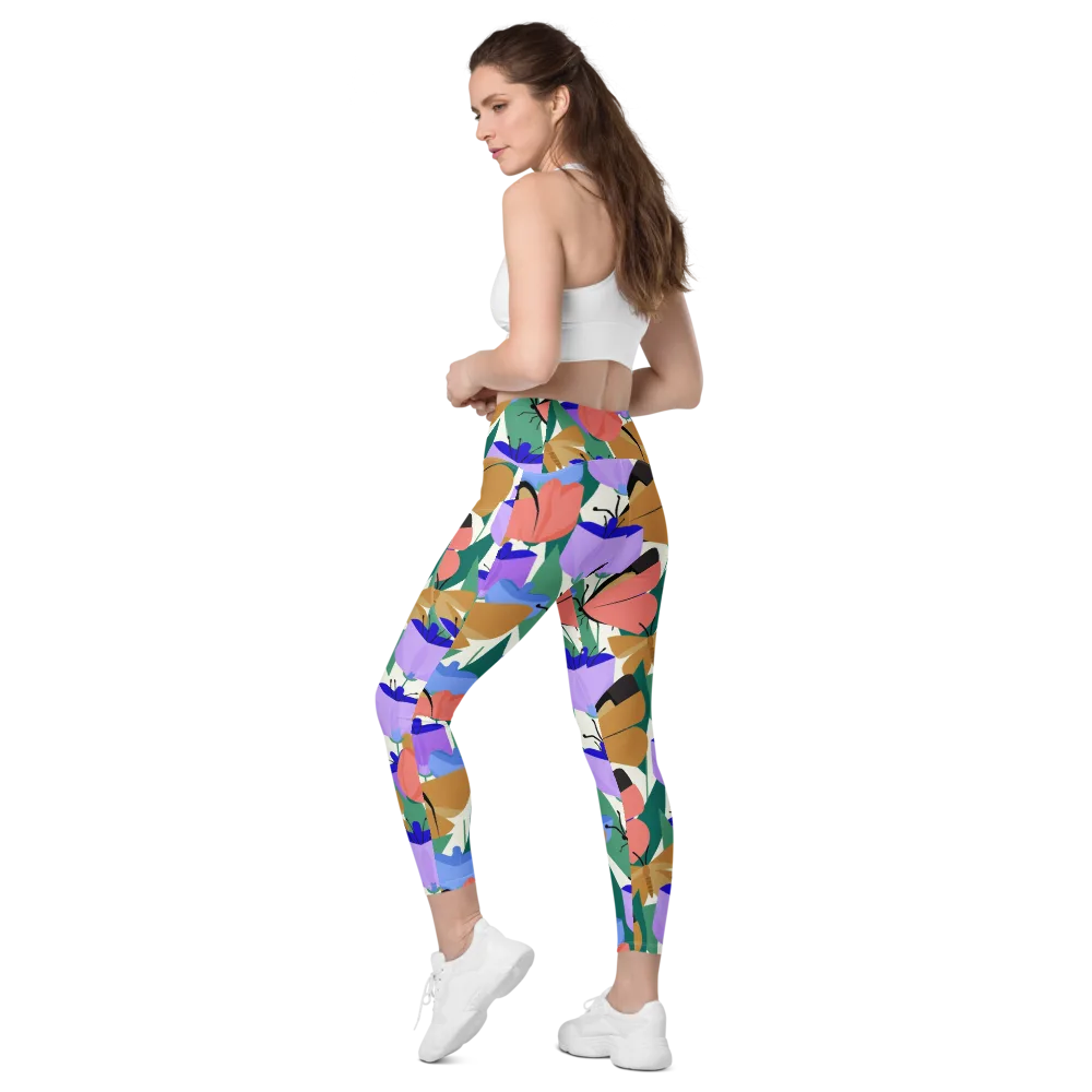 Butterfly Conservatory on Leggings with Pockets — Left Back