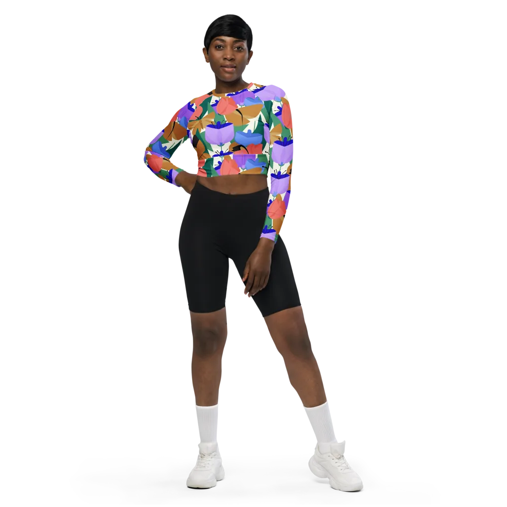 Butterfly Conservatory on Long Sleeve Crop Top — Front