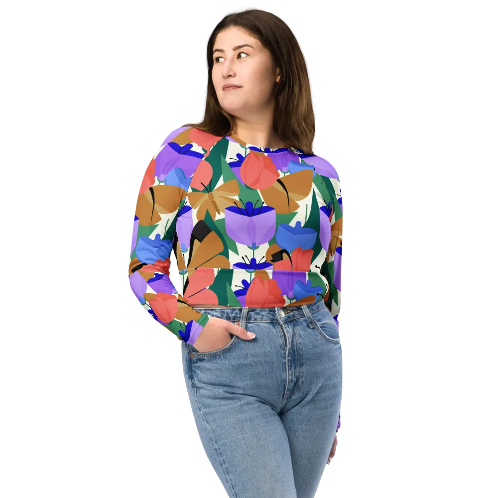 Butterfly Conservatory on Long Sleeve Crop Top — Front