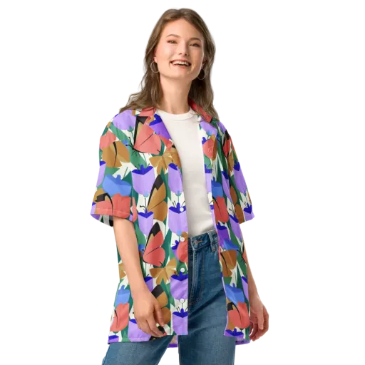 Butterfly Conservatory on a Button Shirt