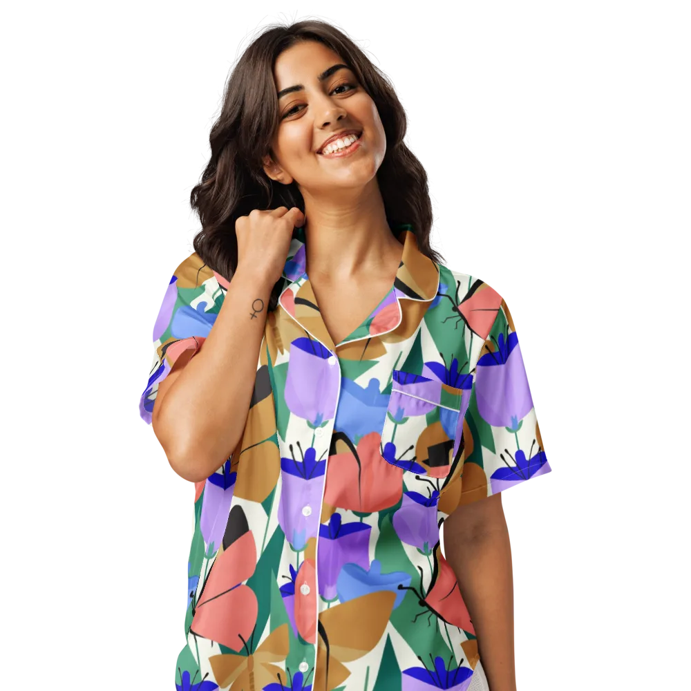 Butterfly Conservatory on Women's Short Sleeve Pajama Top — Front