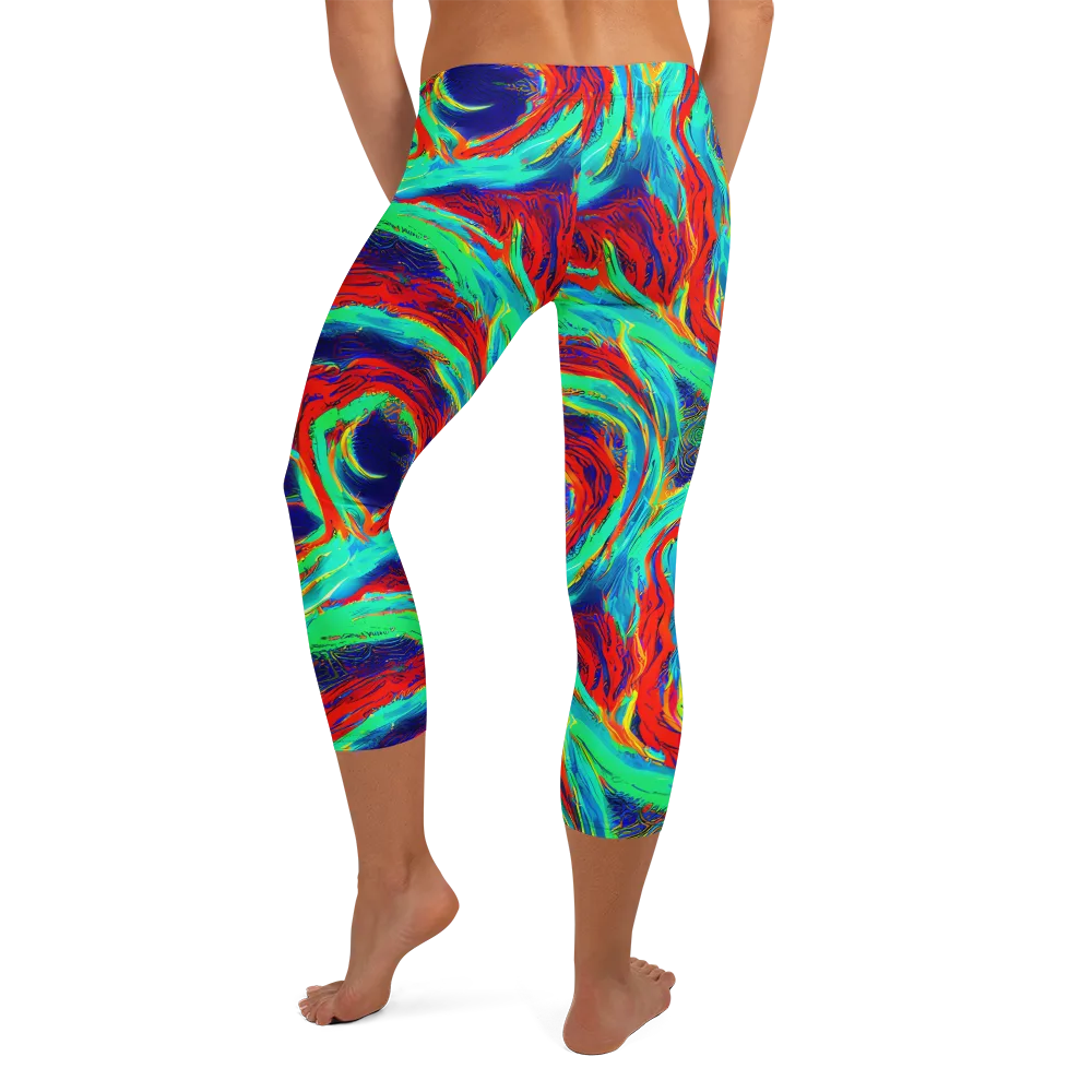 Cerulean Cyclone on Capri Leggings — Back