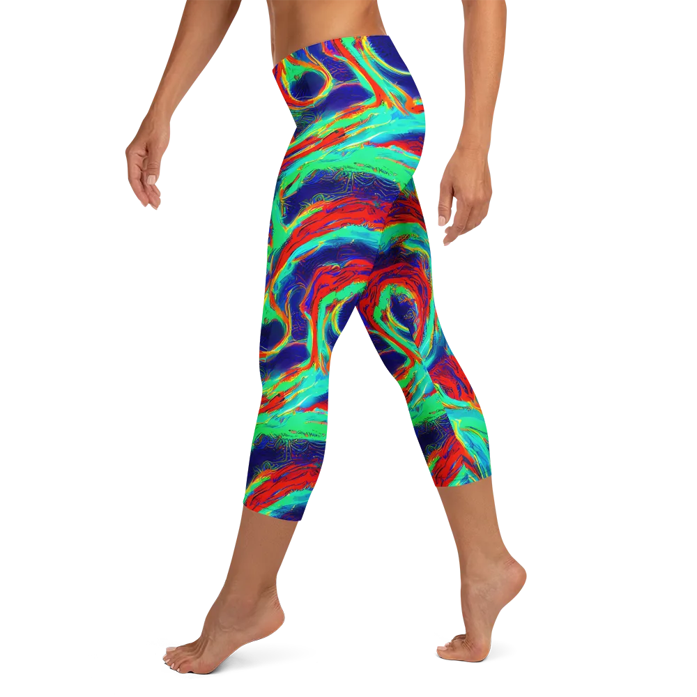 Cerulean Cyclone on Capri Leggings — Left