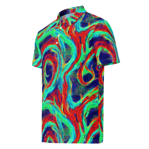 Cerulean Cyclone on a Men's Slim Fit Polo Shirt
