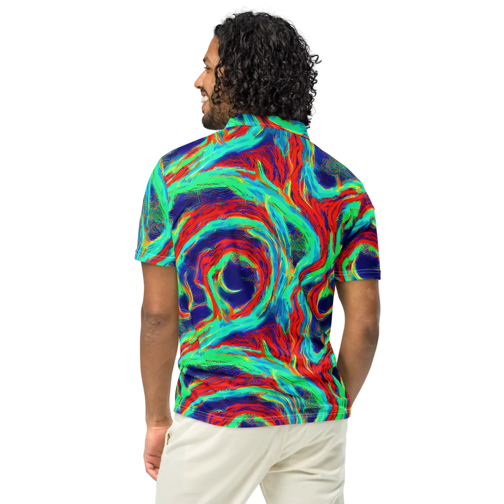 Cerulean Cyclone on Men's Slim Fit Polo Shirt — Back