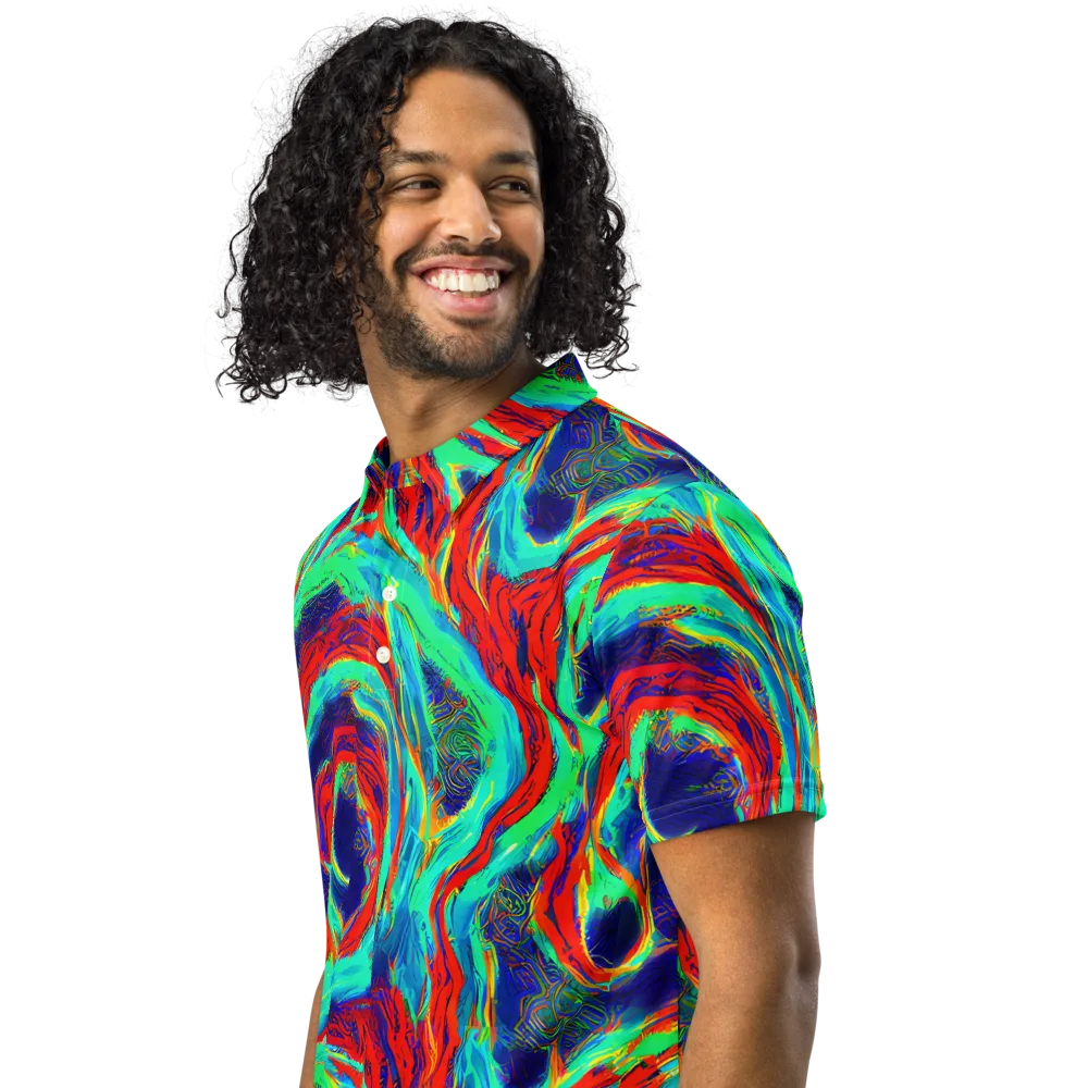 Cerulean Cyclone on Men's Slim Fit Polo Shirt — Left Front
