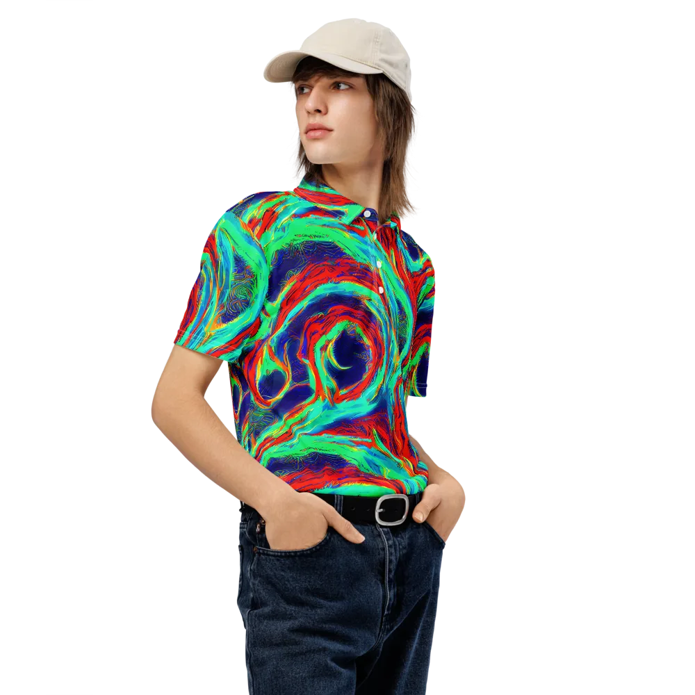 Cerulean Cyclone on Men's Slim Fit Polo Shirt — Right Front